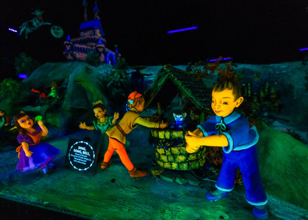 Whimsical scenes in Fairyland Caverns, a highlight of kid-friendly hiking trails with views in Chattanooga.