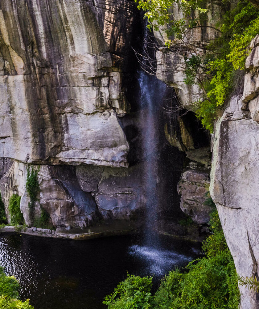 High Falls at Rock City, a must-see Chattanooga waterfall located along the Enchanted Trail.