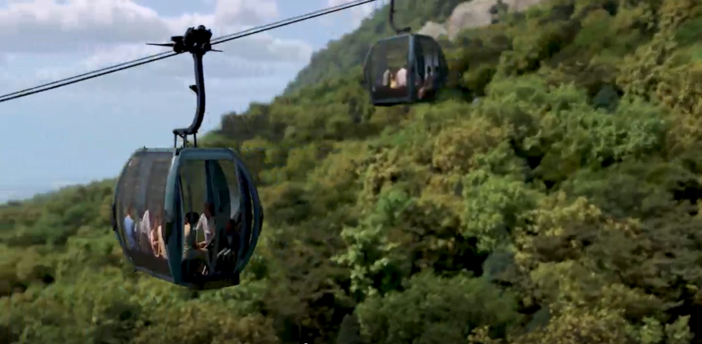 Conceptual rendering of a gondola going up Lookout Mountain.